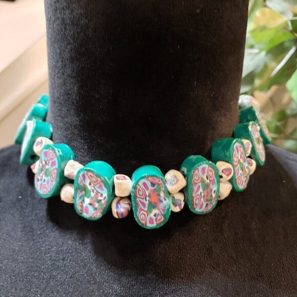 Women Fashion Multi Jade Table Cut Oval Beads Choker Necklace with Lobster Clasp - Picture 1 of 6